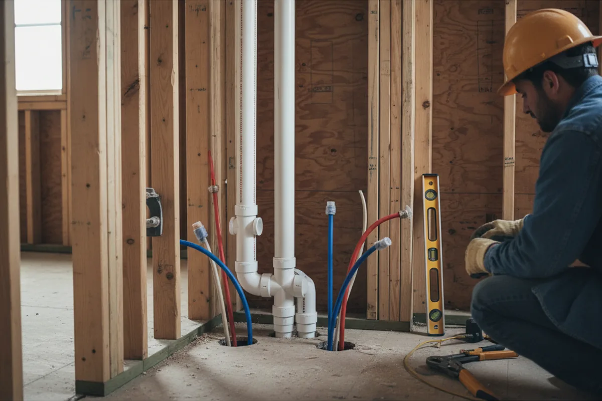 Drain and supply rough-in during Drain Cleaning in Ashburn