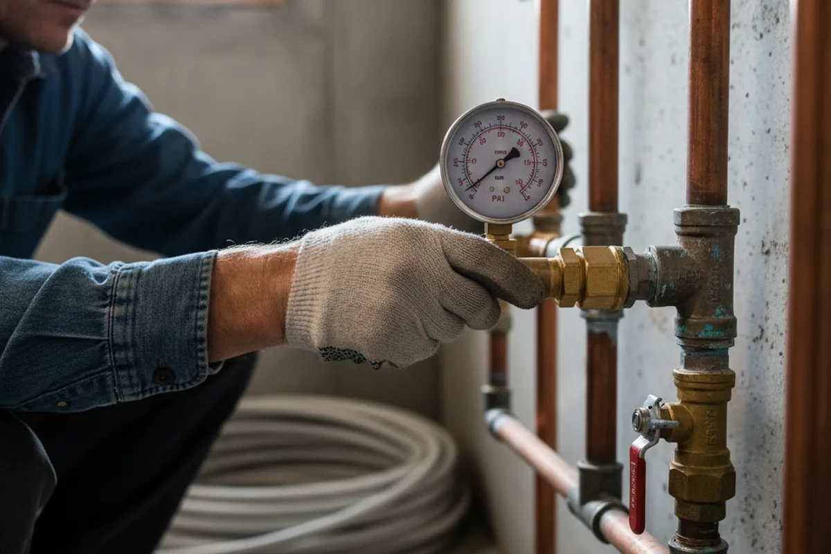 Pressure testing a repaired line during Water Line Repair in Ashburn